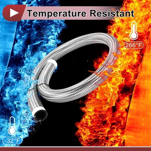1 Pcs AN16 Fuel Line Hose 3.3ft Vacuum Hose Automotive 16AN CPE Fuel Hose Silver Tone CPE Rubber,Stainless Steel Braided in Kuwait