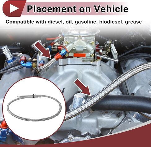 1 Pcs AN16 Fuel Line Hose 3.3ft Vacuum Hose Automotive 16AN CPE Fuel Hose Silver Tone CPE Rubber,Stainless Steel Braided in Saudi Arabia