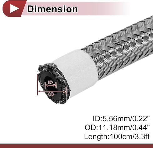 1 Pcs AN16 Fuel Line Hose 3.3ft Vacuum Hose Automotive 16AN CPE Fuel Hose Silver Tone CPE Rubber,Stainless Steel Braided in Saudi Arabia