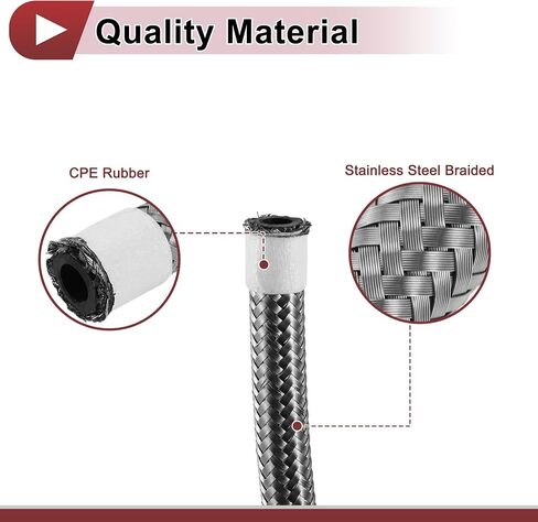 1 Pcs AN16 Fuel Line Hose 3.3ft Vacuum Hose Automotive 16AN CPE Fuel Hose Silver Tone CPE Rubber,Stainless Steel Braided in Saudi Arabia