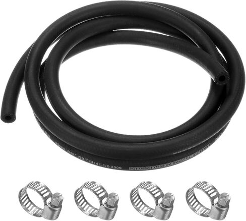 Fuel Line Hose, 5mm ID 11mm OD 4.9ft Length, NBR Rubber High Pressure Heat Resistant Gas Line Hose Oil Hose W 4pcs Clamps for Automotive Fuel Systems/Steam Emission/Engines in Kuwait