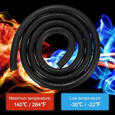 Fuel Line Hose, 5mm ID 11mm OD 4.9ft Length, NBR Rubber High Pressure Heat Resistant Gas Line Hose Oil Hose W 4pcs Clamps for Automotive Fuel Systems/Steam Emission/Engines in Kuwait