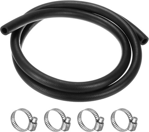 Fuel Line Hose, 5mm ID 11mm OD 4.9ft Length, NBR Rubber High Pressure Heat Resistant Gas Line Hose Oil Hose W 4pcs Clamps for Automotive Fuel Systems/Steam Emission/Engines in Kuwait