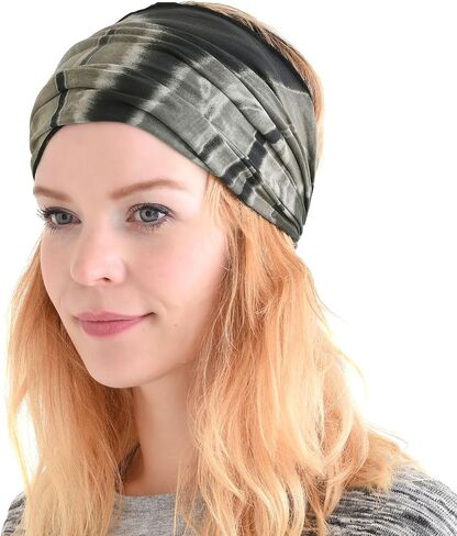 CHARM Tie Dye Bandana Headband For Women, Men's Loose Fitting Boho Headscarf, Wide Hand Dyed Hippie Hair Band For Dreads in Saudi Arabia