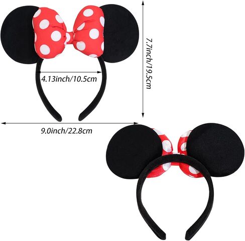 Mouse Ear Headband with 3D Cotton Bow, Polka Dot Bow Mouse Party Costume Accessories for Women Girls in Saudi Arabia