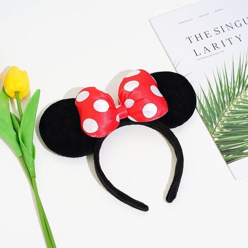 Mouse Ear Headband with 3D Cotton Bow, Polka Dot Bow Mouse Party Costume Accessories for Women Girls in Saudi Arabia