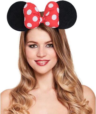 Mouse Ear Headband with 3D Cotton Bow, Polka Dot Bow Mouse Party Costume Accessories for Women Girls in Saudi Arabia
