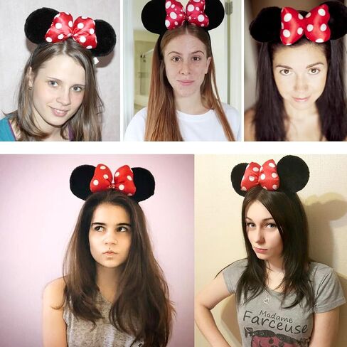 Mouse Ear Headband with 3D Cotton Bow, Polka Dot Bow Mouse Party Costume Accessories for Women Girls in Saudi Arabia
