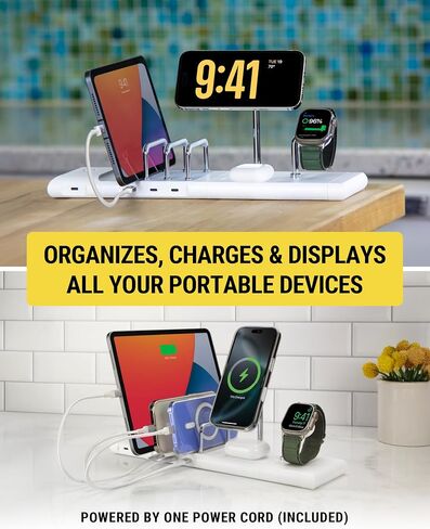 Scosche BL2MDPWT-AP BaseLynx™ 2.0 Vert, 60W USB-C Vertical Charging Station for Multiple Devices, Charger Organizer w/ 3 PD Fast Charge Ports, Modular System Compatible with Apple iPhone & iPad, White in Saudi Arabia