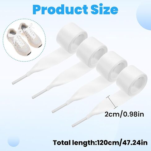 2 Pairs Ribbon Shoe Laces, Flat Satin Shoelaces Soft Silk Shoestrings Shoe Ties for Sneaker Skate Boots in Saudi Arabia