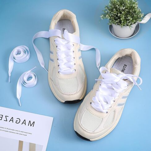2 Pairs Ribbon Shoe Laces, Flat Satin Shoelaces Soft Silk Shoestrings Shoe Ties for Sneaker Skate Boots in Saudi Arabia