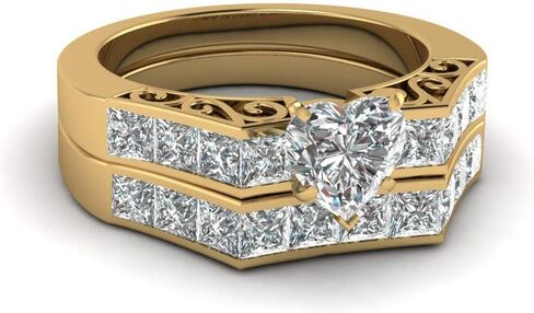 WRS WEDDING RING SET TWO RINGS His Hers Couples Rings Women's 10k Yellow Gold Filled White CZ Wedding Engagement Ring Bridal Sets & Men's Tungsten Carbide White Cz Wedding Band in Saudi Arabia