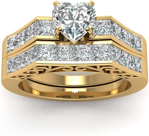 WRS WEDDING RING SET TWO RINGS His Hers Couples Rings Women's 10k Yellow Gold Filled White CZ Wedding Engagement Ring Bridal Sets & Men's Tungsten Carbide White Cz Wedding Band in Saudi Arabia