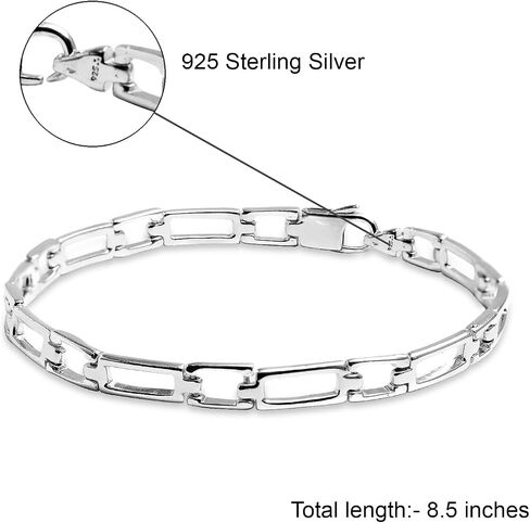 LeCalla Handmade Sterling Silver Mens Bracelets | Solid Italian 925 Chain Bracelets | Classic Designs Chain Bracelets for Men | Men's Silver Bracelet Gift for Dad, Boyfriend, Son in Kuwait