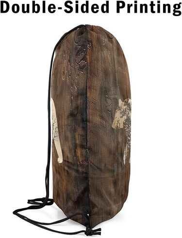 Feelyou Bear Drawstring Backpack for 13"x15.7" Wild Animal Drawstring Bags Forest Sports Drawstring Sackpack Brown Umber Waterproof Cinch Bag in Saudi Arabia