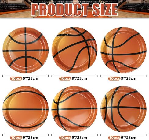 40Pcs Basketball Plates - Including 9" Basketball Birthday Party Decorations Plates Disposable Dinner Plates for Kids Basketball Fan Sports Event Basketball Party Supplies in Kuwait