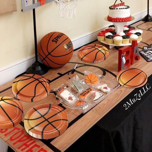 40Pcs Basketball Plates - Including 9" Basketball Birthday Party Decorations Plates Disposable Dinner Plates for Kids Basketball Fan Sports Event Basketball Party Supplies in Kuwait