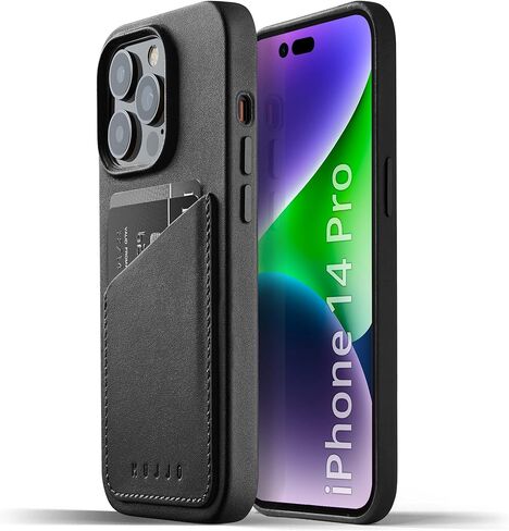 Mujjo Leather Wallet Phone Case - Fits iPhone 15 Pro - MagSafe Compatible - Premium European Leather Case with Card Pocket - Enhanced Phone & Camera Lens Protection - Crafted with Recycled Materials in Kuwait