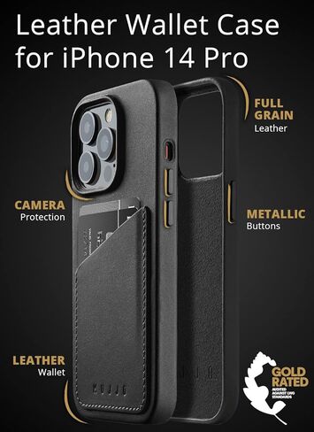 Mujjo Leather Wallet Phone Case - Fits iPhone 15 Pro - MagSafe Compatible - Premium European Leather Case with Card Pocket - Enhanced Phone & Camera Lens Protection - Crafted with Recycled Materials in Kuwait