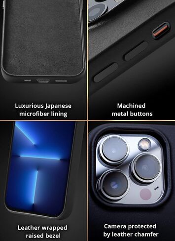 Mujjo Leather Wallet Phone Case - Fits iPhone 15 Pro - MagSafe Compatible - Premium European Leather Case with Card Pocket - Enhanced Phone & Camera Lens Protection - Crafted with Recycled Materials in Kuwait