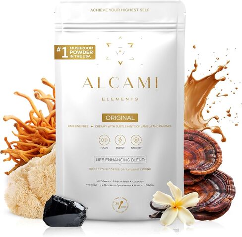 Organic Mushroom Supplement Powder - 10X Concentrated Lion's Mane, Reishi & Cordyceps for Energy & Focus - 30 Servings. in Saudi Arabia