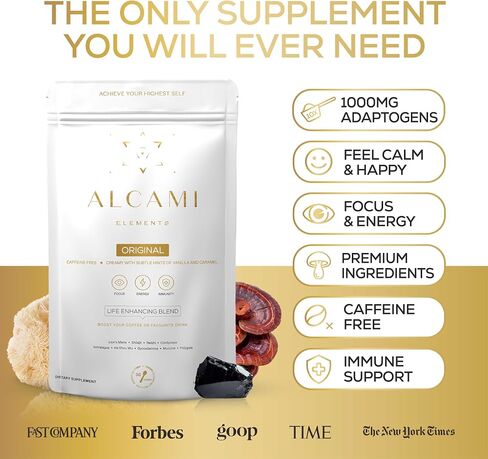 Organic Mushroom Supplement Powder - 10X Concentrated Lion's Mane, Reishi & Cordyceps for Energy & Focus - 30 Servings. in Saudi Arabia