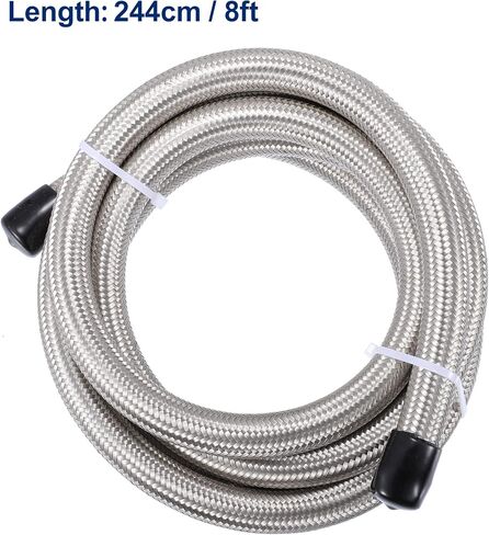 X AUTOHAUX 8ft 10AN Fuel Hose AN10 Universal Car Braided Stainless Steel CPE Oil Fuel Gas Line Hose Silver Tone in Saudi Arabia