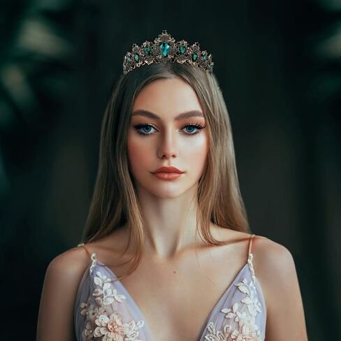 التاج الأسود الباروكي للنساء Tiaras الأسود مع الأحجار الكريمة لحفل عيد ميلاد حفلة Quinceanera Pageant Halloween Corture Crystal Tiaras in Kuwait