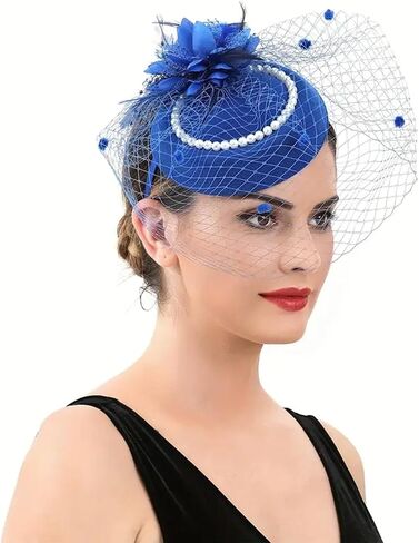 Fascinators Tea Party Hats with Veil - 20s 50s Pillbox Hat Cocktail Tea Party Headwear Church Derby Hat for Women in Saudi Arabia
