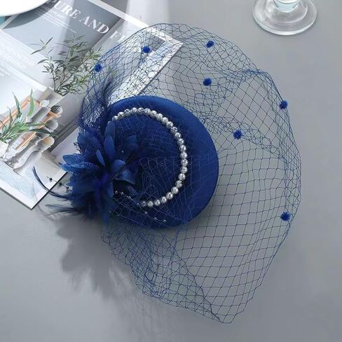 Fascinators Tea Party Hats with Veil - 20s 50s Pillbox Hat Cocktail Tea Party Headwear Church Derby Hat for Women in Saudi Arabia