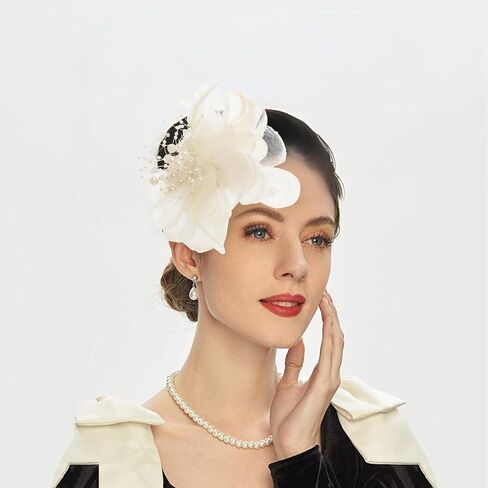 Song Qing Fascinators Hats for Women Tea Party Pin Brooch Corsage Flower Derby Bridal Cocktail Church Wedding Headwear in Saudi Arabia