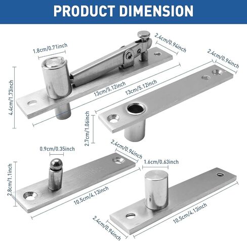 TamBee Heavy Duty Pivot Hinge 300lbs Load Hidden Door Hinges for Secret Door 304 Stainless Steel Hidden Bookcase Hinges Pivot Door Hinge with Door Ball Catch 136KG Load-Bearing in Saudi Arabia