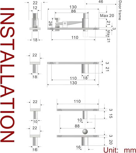 TamBee Heavy Duty Pivot Hinge 300lbs Load Hidden Door Hinges for Secret Door 304 Stainless Steel Hidden Bookcase Hinges Pivot Door Hinge with Door Ball Catch 136KG Load-Bearing in Saudi Arabia