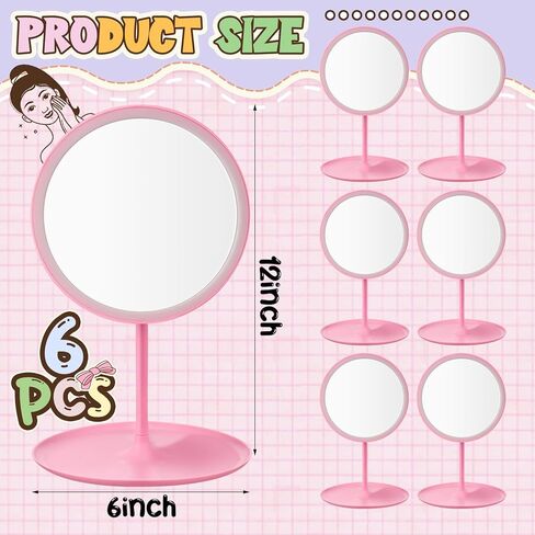 6 Pcs Spa Party Mirror Spa Party Supplies Sleepover Accessory Favors Makeup Mirror for Sleepover Slumber Birthday Favors Gift(White) in Kuwait