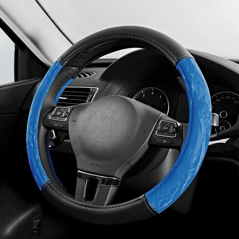 PIC AUTO Steering Wheel Cover, Silk Grain Leather Car Steering Wheel Protector, Comfortable Grip, Universal 14.5-15.5 Inch Anti-Slip Steering Wheels Accessories for Men & Women (Black) in Kuwait
