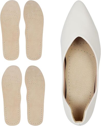 2 Pairs Pigskin Sockless Insoles|Barefoot Cushion Pads|Absorbs Sweat & Controls Odor|Wear Without Socks|Extra Thin Dress Shoes Inserts Women for High Heels Flats Sneakers Medium 8-9.5Size in Kuwait
