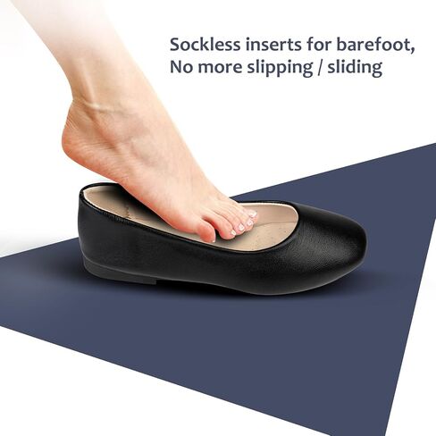 2 Pairs Pigskin Sockless Insoles|Barefoot Cushion Pads|Absorbs Sweat & Controls Odor|Wear Without Socks|Extra Thin Dress Shoes Inserts Women for High Heels Flats Sneakers Medium 8-9.5Size in Kuwait