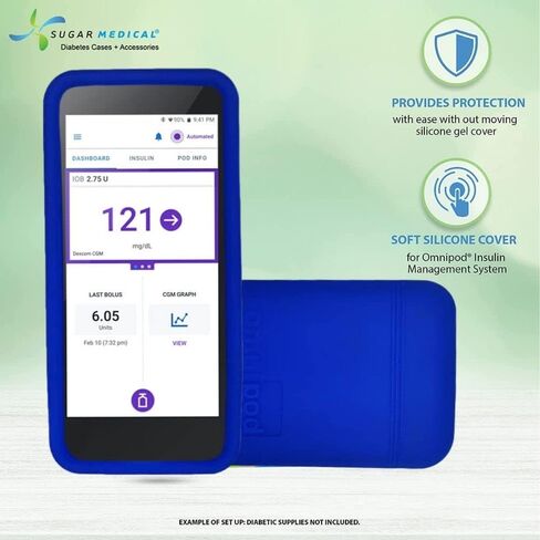 Omnipod 5 Gel Skin Case with Dexcom G7 cutout | PDM Protective Cover | Protect Omnipod 5| Diabetes Care(Teal/White) in Kuwait