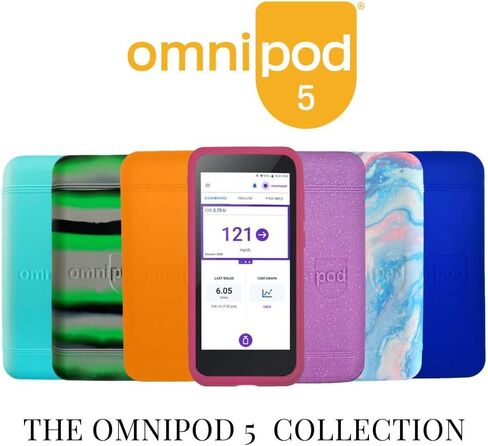Omnipod 5 Gel Skin Case with Dexcom G7 cutout | PDM Protective Cover | Protect Omnipod 5| Diabetes Care(Teal/White) in Kuwait