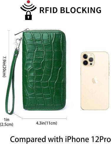 Womens Wallets Large Capacity RFID Blocking Genuine Leather Wallet for Women Zip Clutch Card Holder with Wristlet in Saudi Arabia
