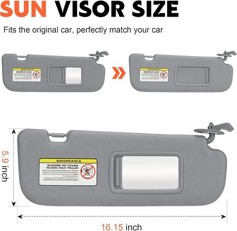 Gray Passenger Right Side Sun Visor Replacement Compatible with 2011 2012 2013 2014 2015 Hyundai Elantra Replace 852203X000TX in Saudi Arabia