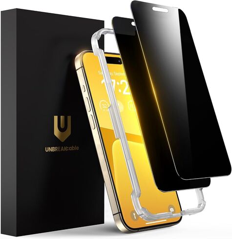 واقي شاشة للخصوصية غير قابل للكسر لهاتف iPhone 14 Pro، زجاج مقسى مقاوم للكسر [True 28°Anti Spy] [صلابة 9H] [إطار سهل التركيب] واقي أسود لهاتف iPhone 14 Pro 6.1 بوصة - عبوتان in Kuwait
