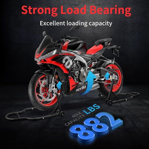 Motorcycle Stand‌ & ‌Lift‌ Combo 882LBS ‌Motorcycle Jack‌ Front/Rear Wheel Stand Universal Fit for Sport Bikes (Yamaha/Kawasaki), Garage/Driveway Use by Mechanics (Black) in Saudi Arabia