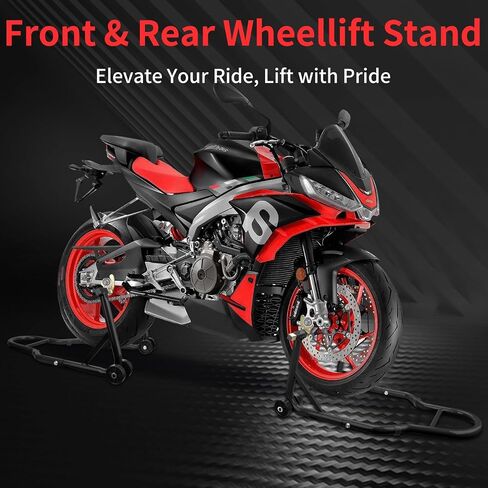 Motorcycle Stand‌ & ‌Lift‌ Combo 882LBS ‌Motorcycle Jack‌ Front/Rear Wheel Stand Universal Fit for Sport Bikes (Yamaha/Kawasaki), Garage/Driveway Use by Mechanics (Black) in Saudi Arabia