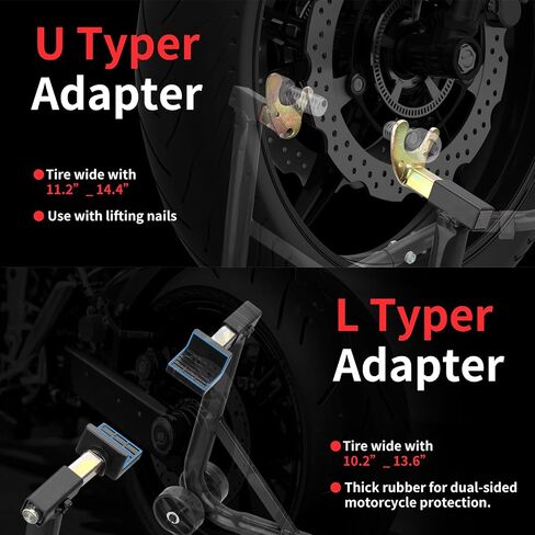 Motorcycle Stand‌ & ‌Lift‌ Combo 882LBS ‌Motorcycle Jack‌ Front/Rear Wheel Stand Universal Fit for Sport Bikes (Yamaha/Kawasaki), Garage/Driveway Use by Mechanics (Black) in Saudi Arabia