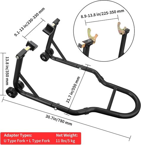 Motorcycle Stand‌ & ‌Lift‌ Combo 882LBS ‌Motorcycle Jack‌ Front/Rear Wheel Stand Universal Fit for Sport Bikes (Yamaha/Kawasaki), Garage/Driveway Use by Mechanics (Black) in Saudi Arabia