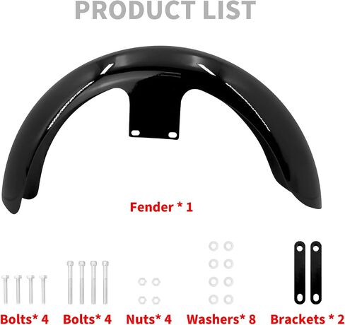 Front Fender 19'' 21'' 23'' Wheel Wrap Fit For Harley Touring Street Glide Road King Electra Glide Baggers (120/R19 Gloss Black) in Saudi Arabia