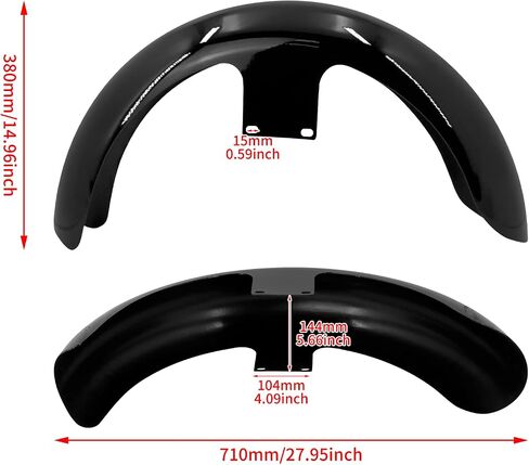 Front Fender 19'' 21'' 23'' Wheel Wrap Fit For Harley Touring Street Glide Road King Electra Glide Baggers (120/R19 Gloss Black) in Saudi Arabia