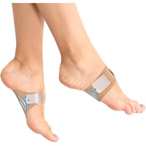 Adjustable Plantar Fasciitis Relief Copper Arch Support Sleeve/Band with Gel Pads, Only High Arch Support Inserts Foot Pain Relief for Women/Men (1 Pair,Beige