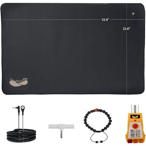 Landkissing® Grounding Mat 35.4 "x23.6" (1 PK) للمكتب أو غرفة المعيشة أو المطبخ يستفيد من طاقة الأرض مع تقسيم المحول وحبل التأريض الممتد (25 قدمًا).